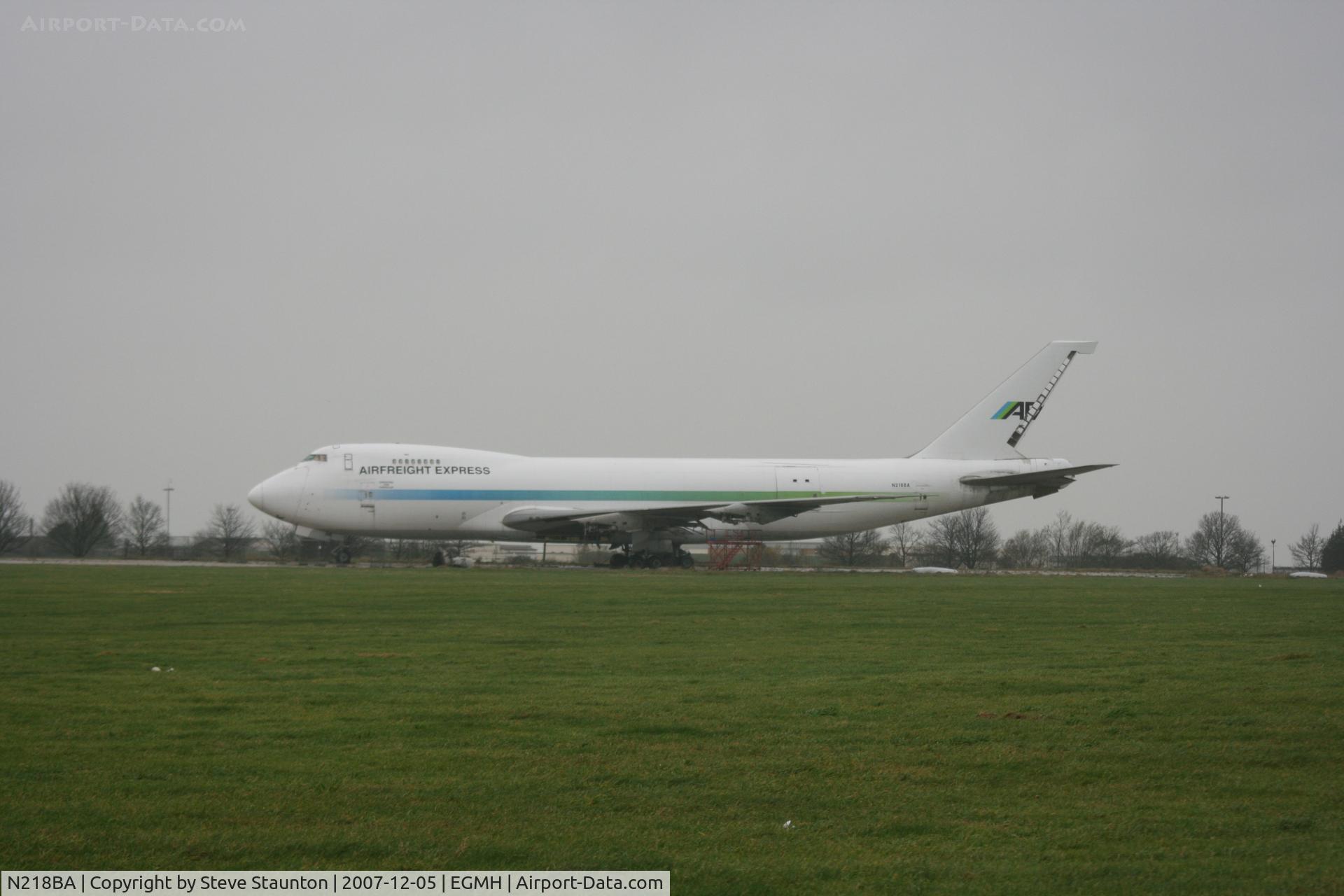 N218BA, 1975 Boeing 747-245F C/N 20827, Taken on a wet windy December day at Manston (05/12/2007)