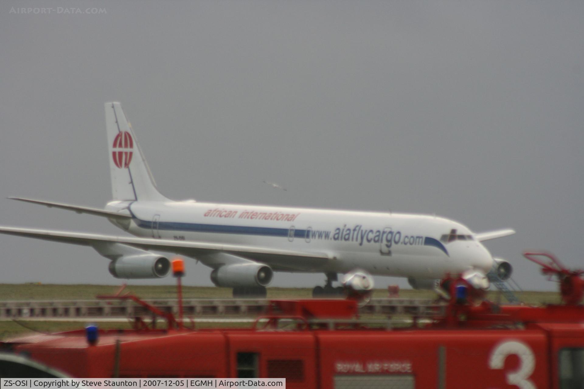 ZS-OSI, 1970 Douglas DC-8-62F C/N 46098, Taken on a wet windy December day at Manston (05/12/2007)