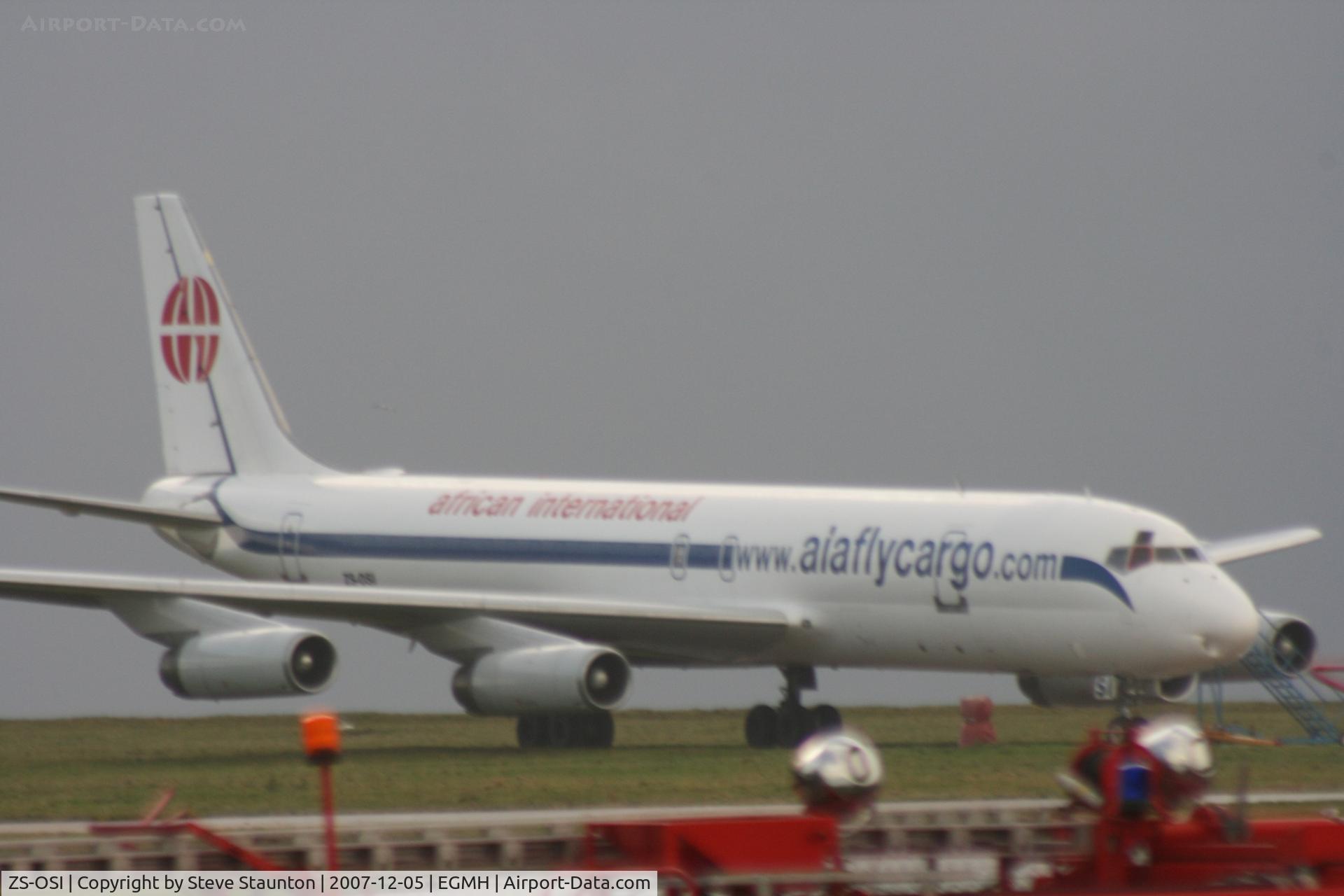 ZS-OSI, 1970 Douglas DC-8-62F C/N 46098, Taken on a wet windy December day at Manston (05/12/2007)
