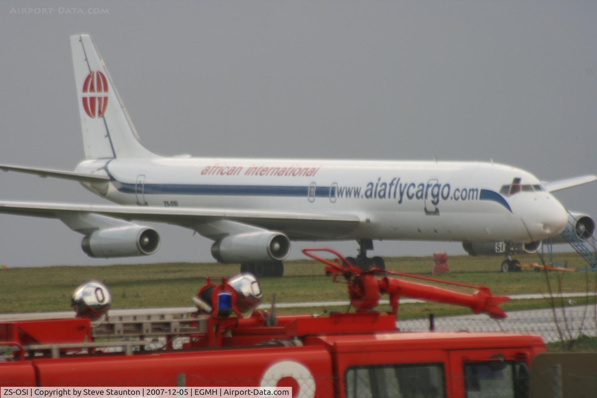 ZS-OSI, 1970 Douglas DC-8-62F C/N 46098, Taken on a wet windy December day at Manston (05/12/2007)