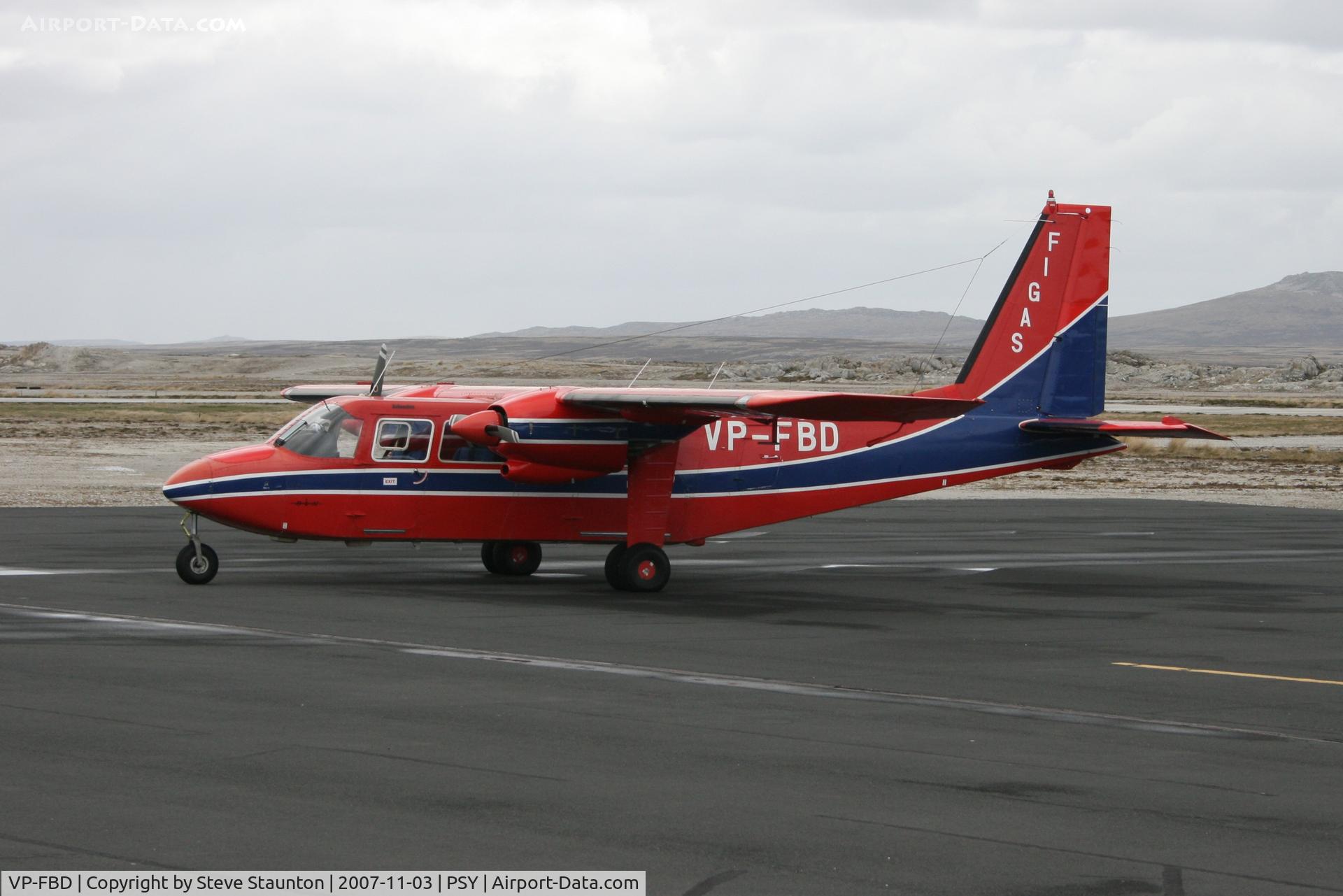 VP-FBD, Britten-Norman BN-2B-26 Islander C/N 2160, Taken at Stanley Airport, Falkland Islands November 2007