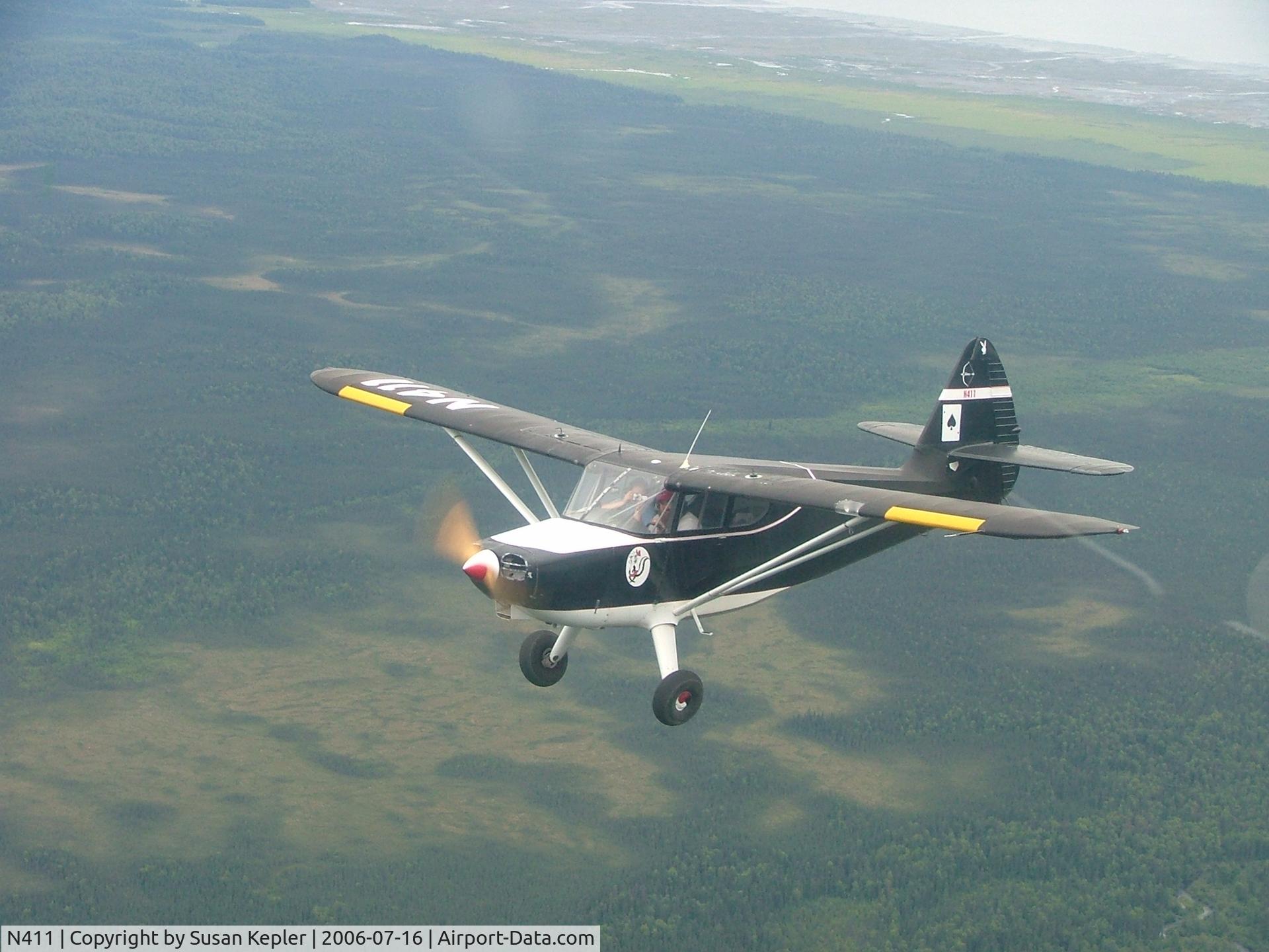 N411, 1946 Stinson 108 Voyager C/N 108-159, Formation flying over Kenai Peninsula
