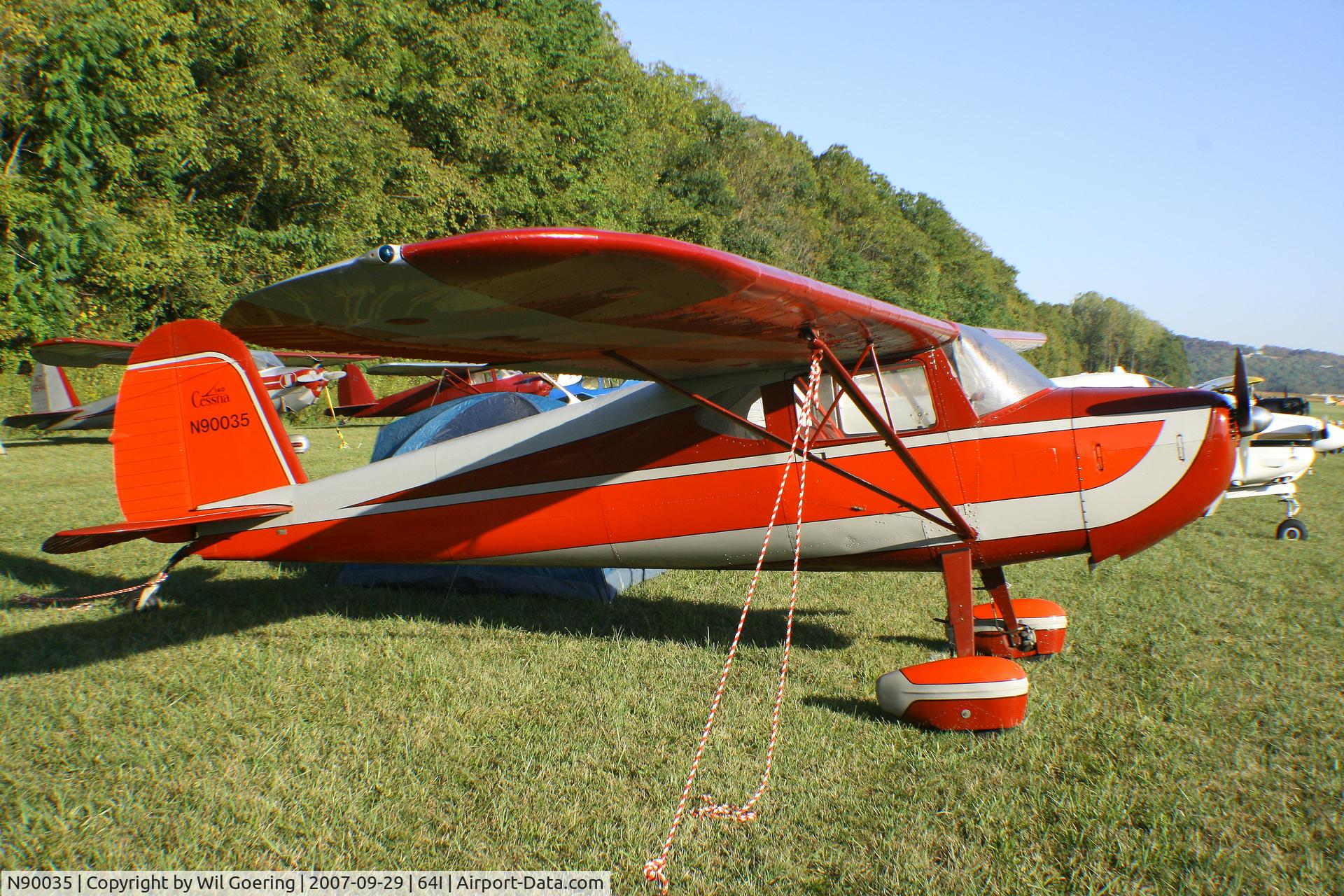 N90035, 1946 Cessna 140 C/N 9093, Lined up at Lee Bottom Fly-in