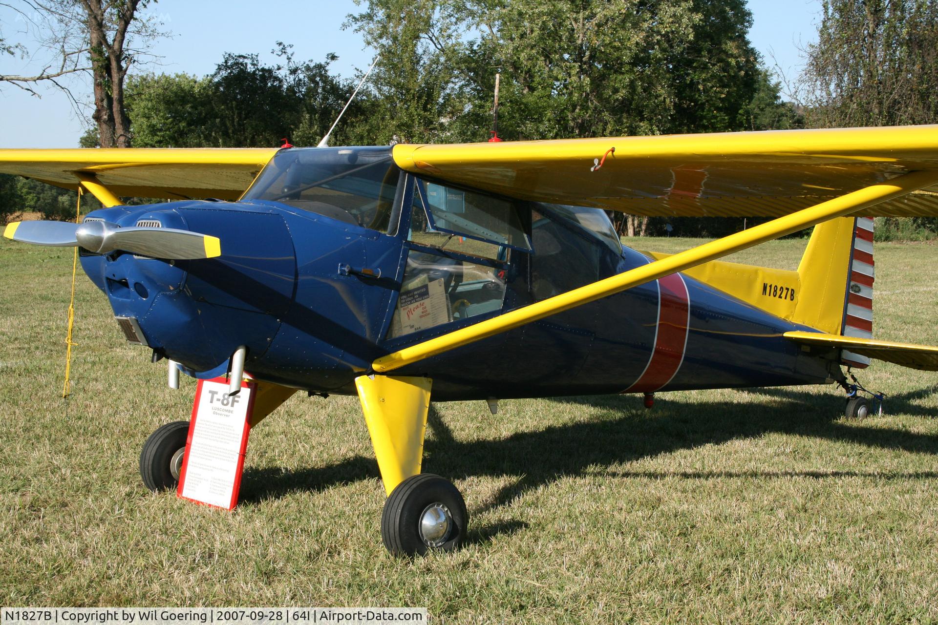 N1827B, 1948 Luscombe T-8F Silvaire C/N 6254, 2007 Lee Bottom Fly-in