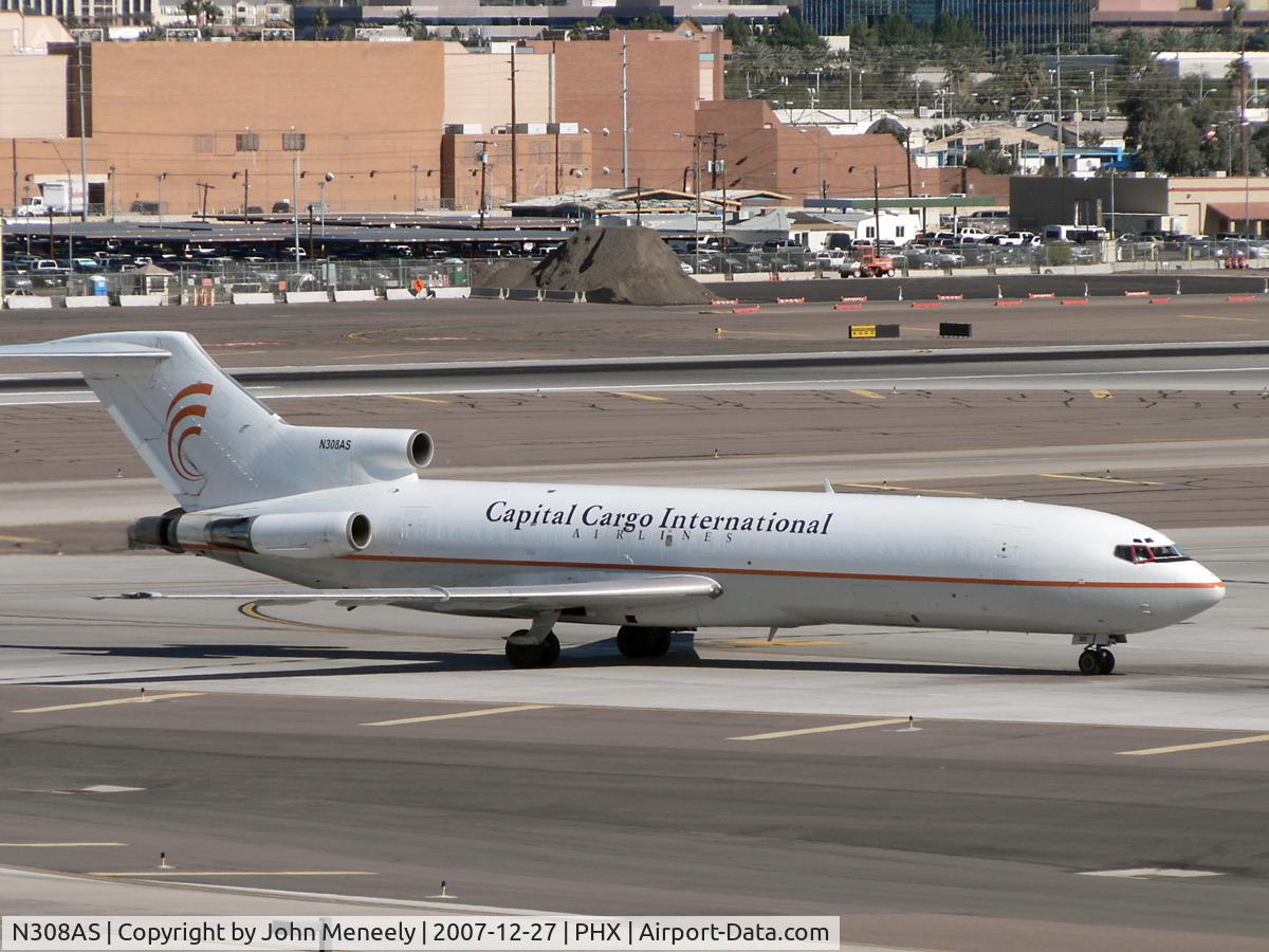 N308AS, 1980 Boeing 727-227 C/N 22002, Taxiing to the freight area.