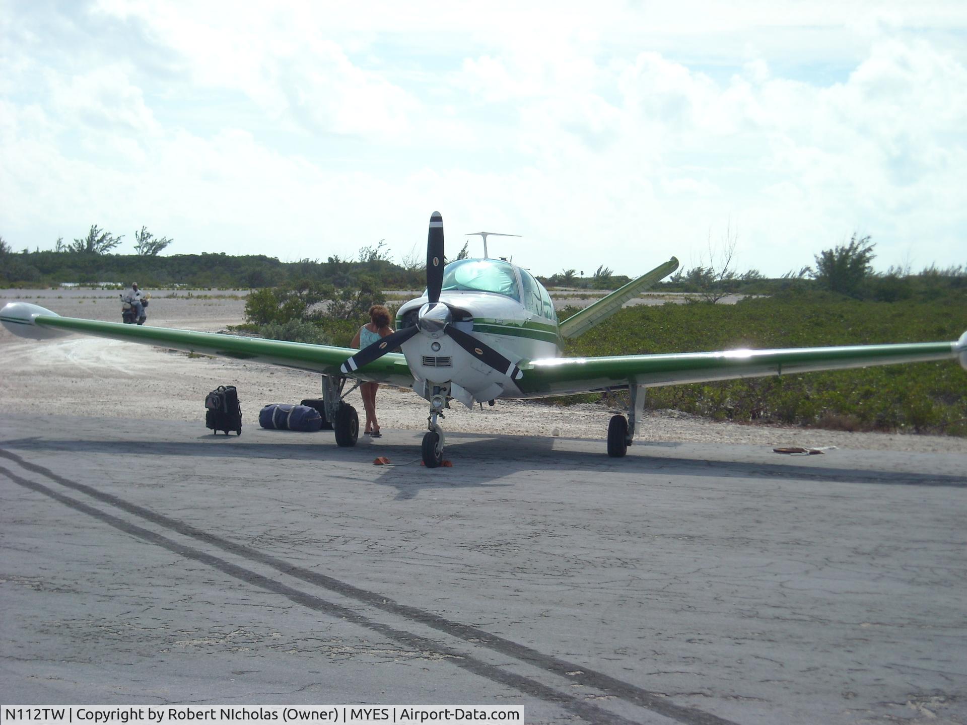 N112TW, 1973 Beech V35B Bonanza C/N D-9523, Preparing to depart Staniel Cay in the Bahamas