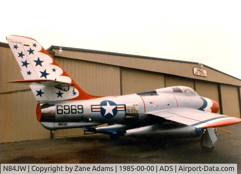 N84JW, Republic F-84F Thunderstreak C/N Not found N84JW/52-6969, F-84 at Addison This is aircraft is reported to be a gate gaurd at Malstrom AFB