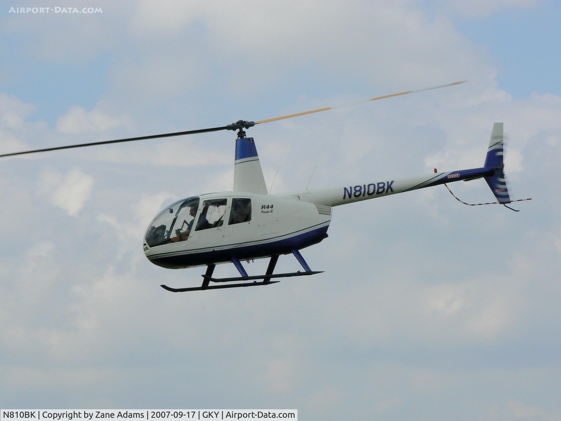 N810BK, 2006 Robinson R44 Raven II C/N 11051, Take off from Arlington Municipal
