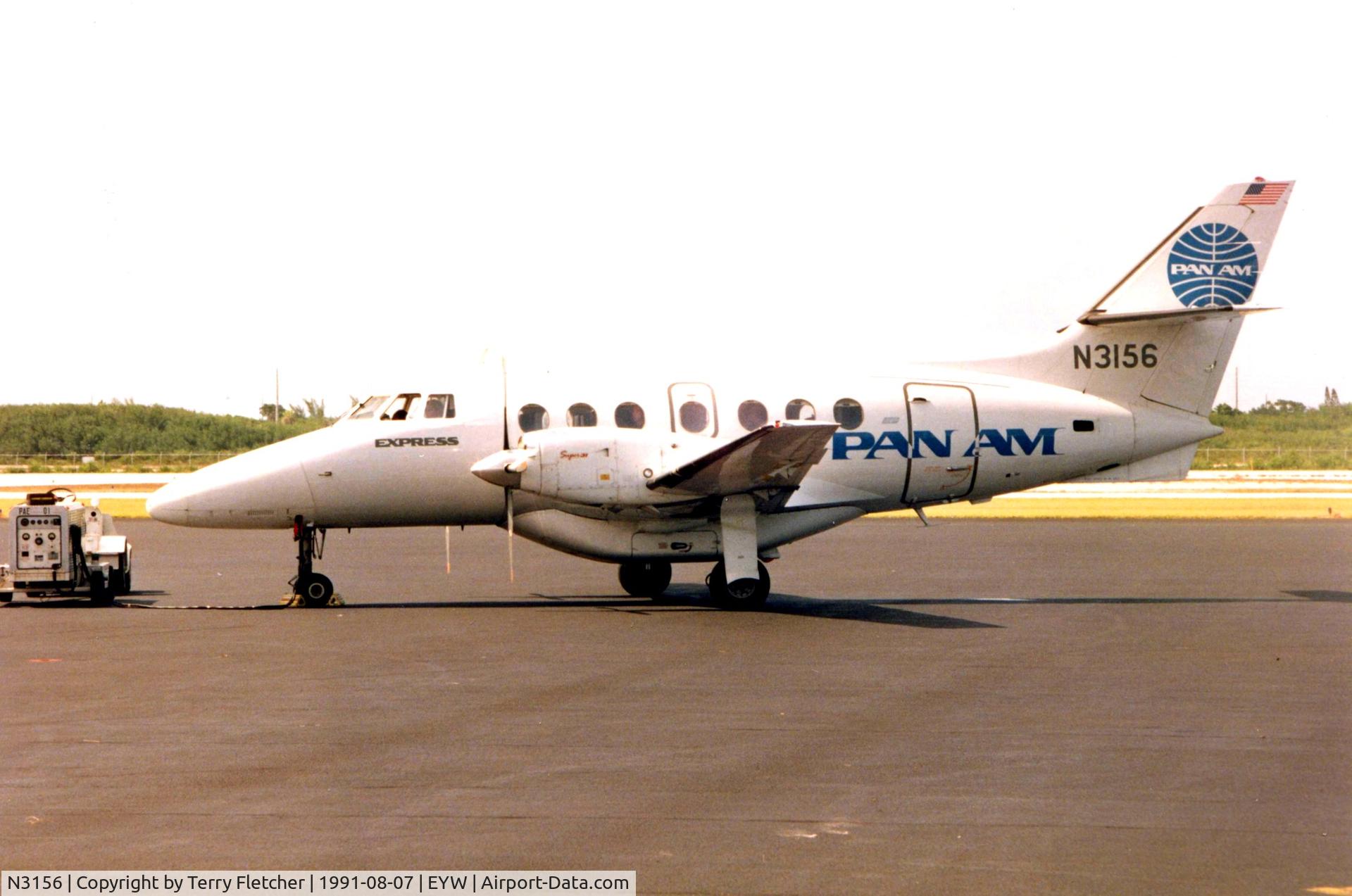 N3156, 1990 British Aerospace BAe-3201 Jetstream C/N 903, This BAe Jetstream c/n 903  started life with a short spell in 1990/1 under the Pan Am Express colours -pictured here in Key West in 1991