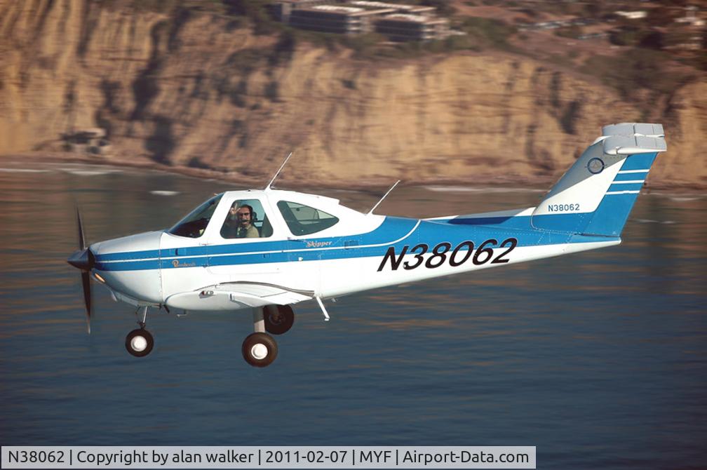 N38062, 1980 Beech 77 Skipper C/N WA-204, Shot over ocean at Torry Pines, San Diego, CA