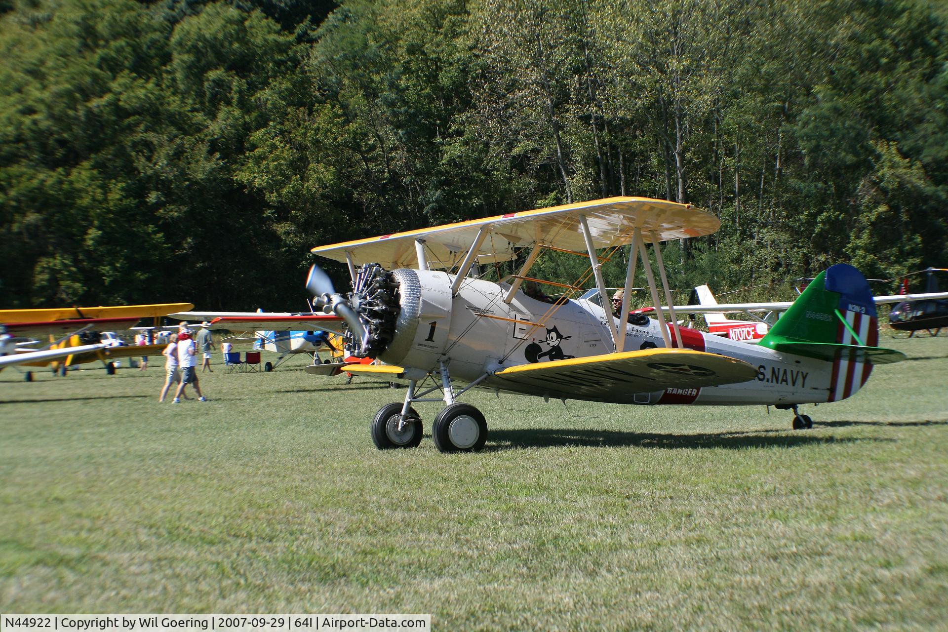 N44922, 1939 Naval Aircraft Factory N3N-3 C/N 1911, Preparing for take off at Lee Bottom Flying Field