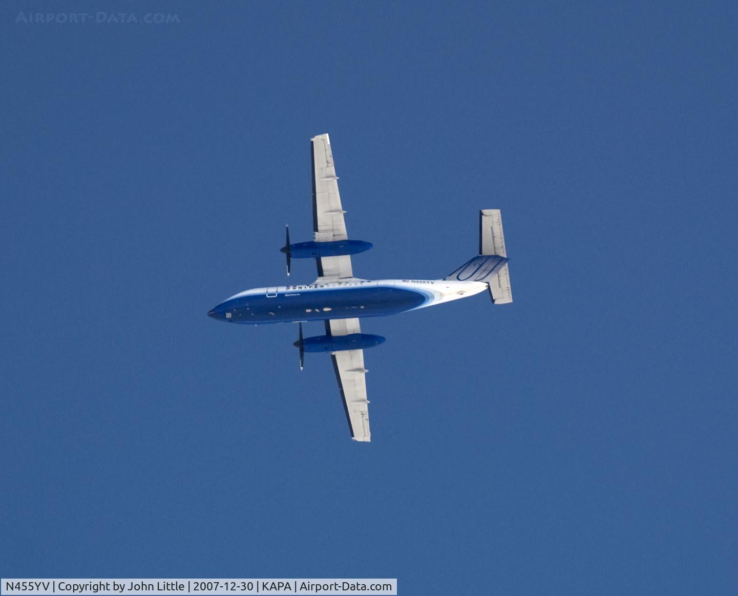 N455YV, 1997 De Havilland Canada DHC-8-202 Dash 8 C/N 455, United Express Overflight
