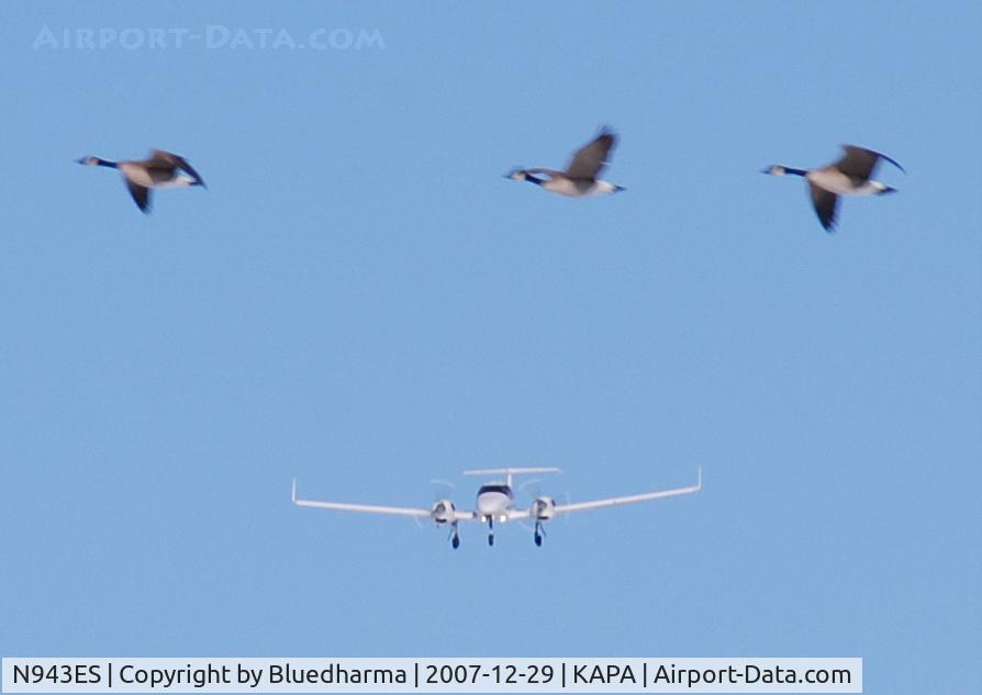 N943ES, 2006 Diamond DA-42 Twin Star C/N 42.AC033, Approach to 17L... Some of the local hazards of Colorado.