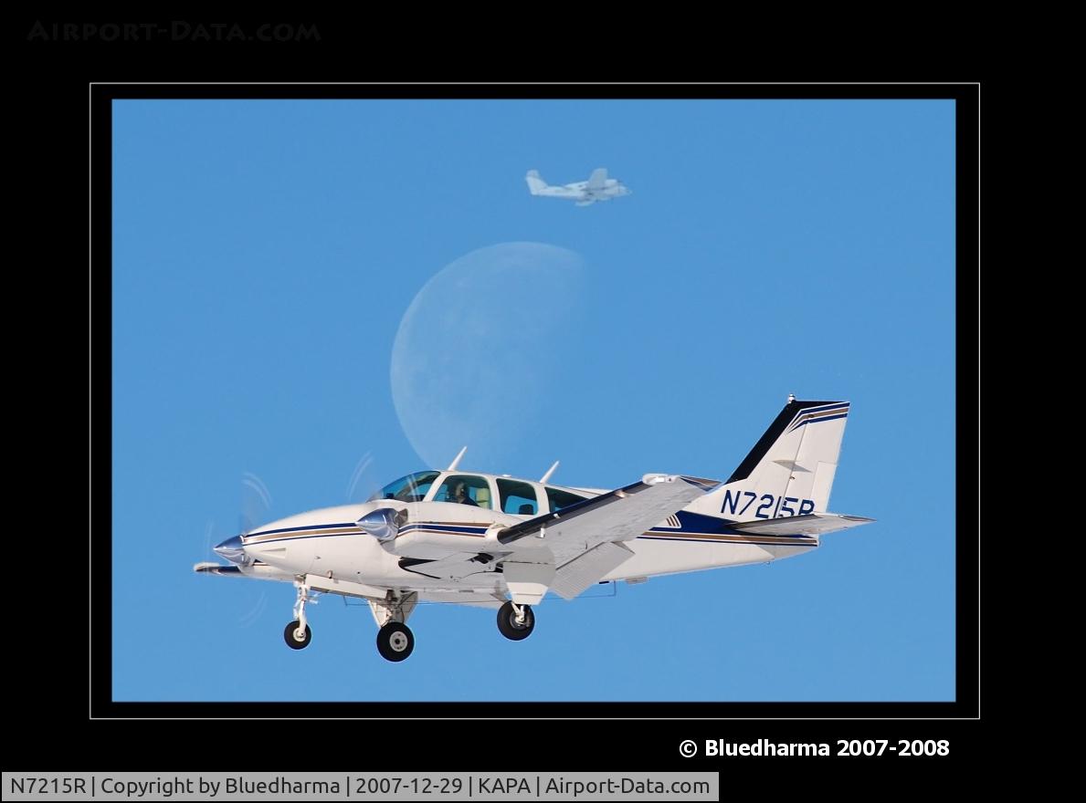 N7215R, 1976 Beech 95-B55 (T42A) Baron C/N TC-1944, Composite picture of moon and final approach to 17L.