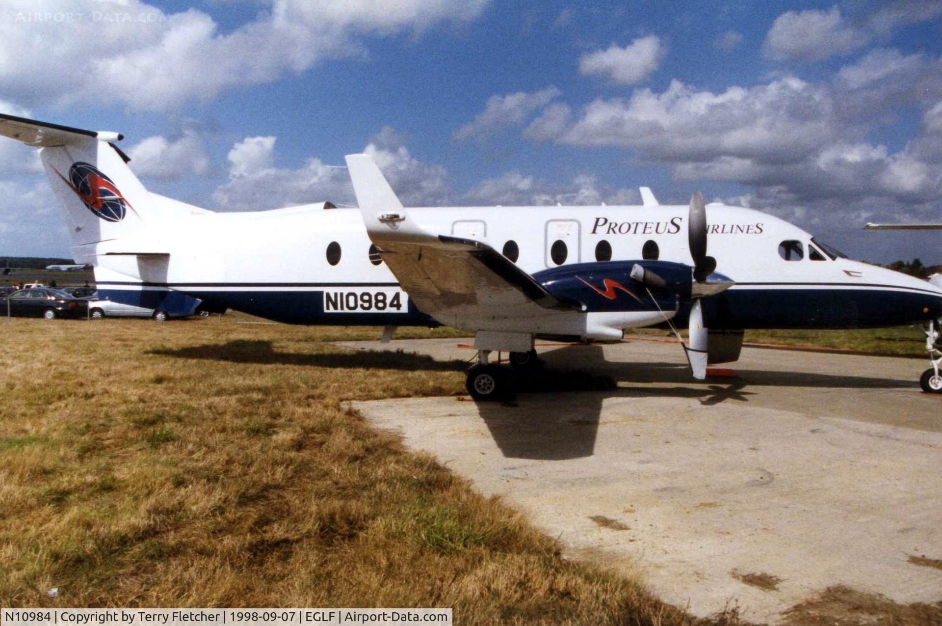 N10984, 1998 Raytheon Aircraft Company 1900D C/N UE-311, This registration was worn briefly by this aircraft as it was displayed in Proteus Airlines colours at Farnborough 1998 - was subsequently delivered as F-GRCD  but then became VH-PSK