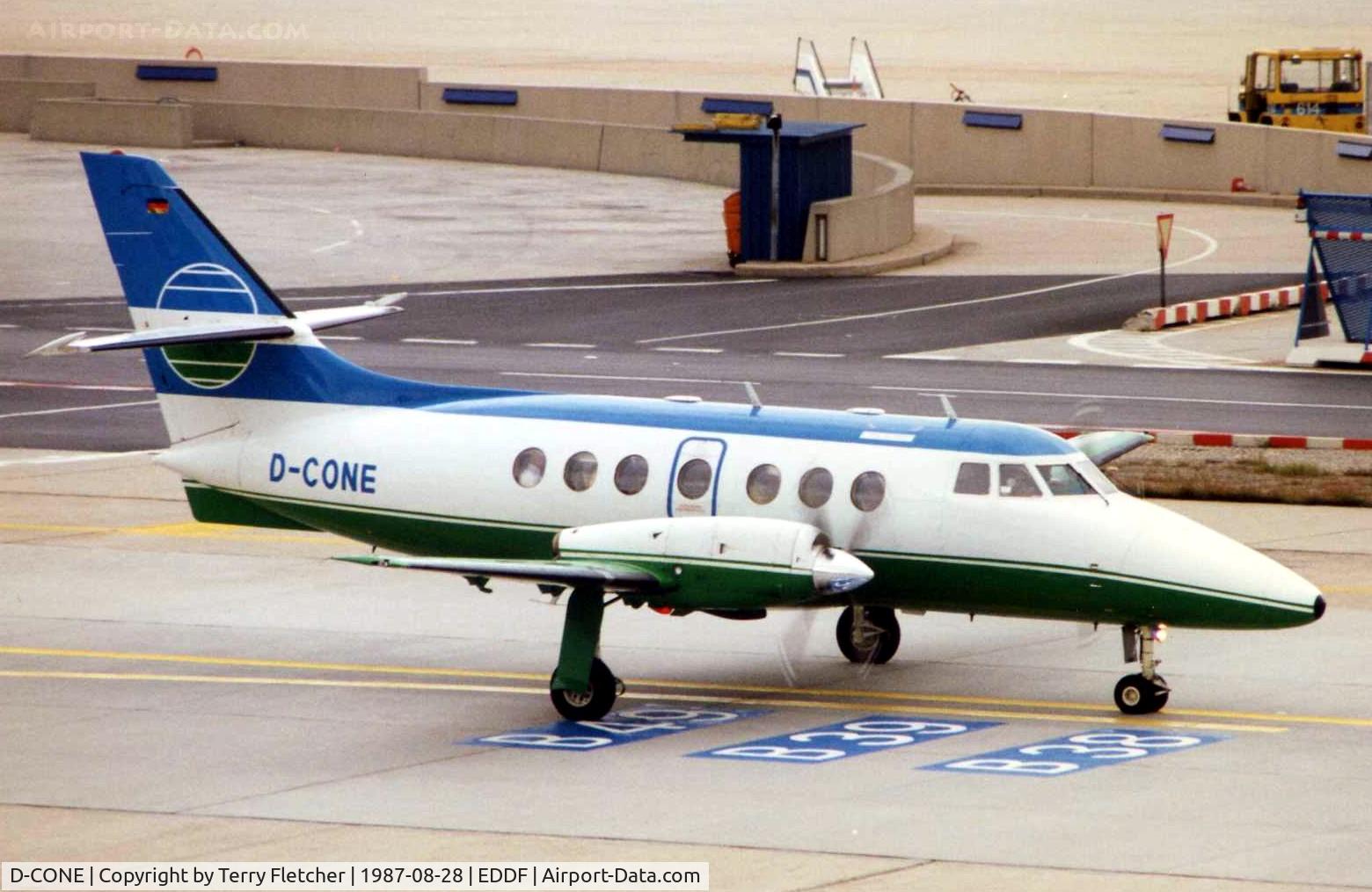 D-CONE, 1982 British Aerospace BAe-3103 Jetstream 31 C/N 603, Seen here at Frankfurt in 1987 - these marks were worn on a Jetsream before they were subsequently used on a Learjet