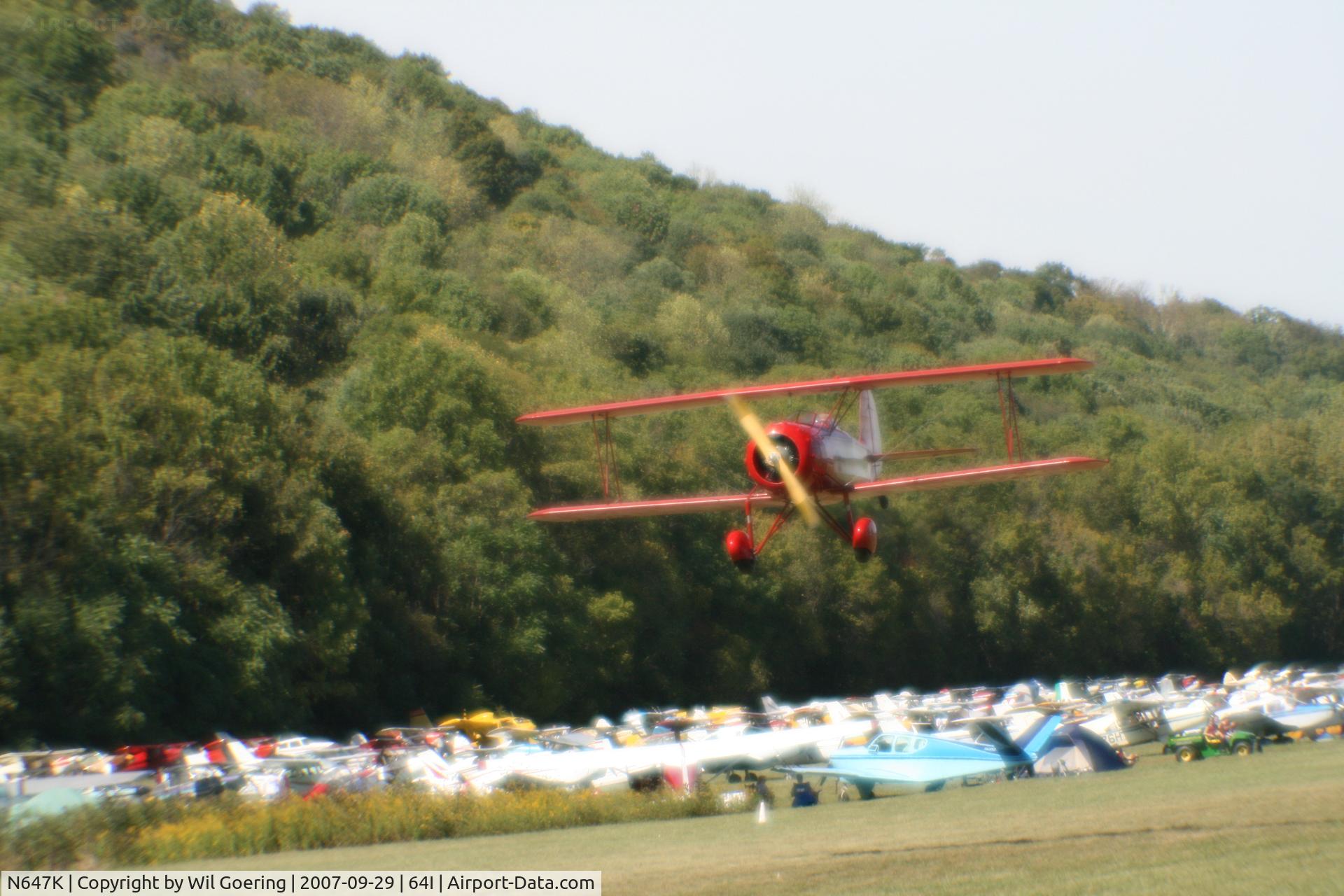 N647K, 1930 Great Lakes 2T-1A Sport Trainer C/N 111, Low Pass at 2007 Fly-in at Lee Bottom