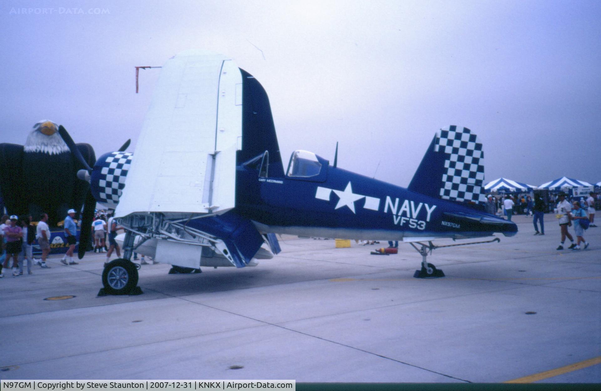 N97GM, 1943 Goodyear FG-1D Corsair C/N 67089, Taken at NAS Miramar Airshow in 1988 (scan of a slide)