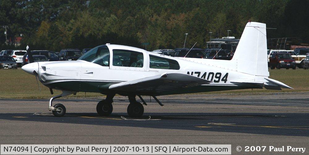 N74094, 1976 Grumman American AA-5B Tiger C/N AA5B0395, Hard to tell, but the dark color is an awesome deep metallic green
