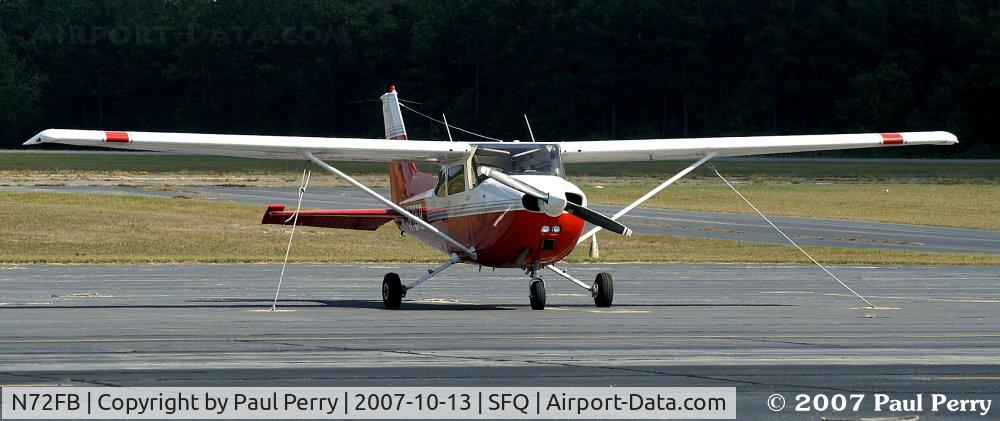 N72FB, 1974 Cessna 172M C/N 17264222, Tied down, a visitor beating the Peanut Fest road traffic, perhaps?