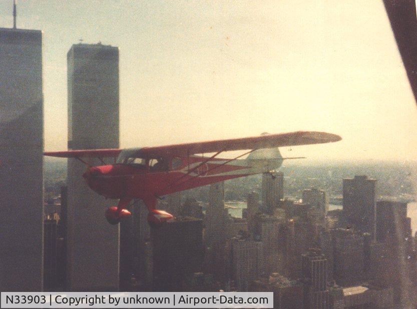 N33903, 1941 Taylorcraft BC12-65 C/N 2754, NC33903 over the Hudson River, circa 1985
