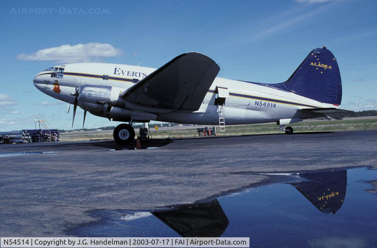 N54514, 1944 Curtiss C-46D-10-CU Commando C/N 33285, On ramp at Fairbanks Alaska