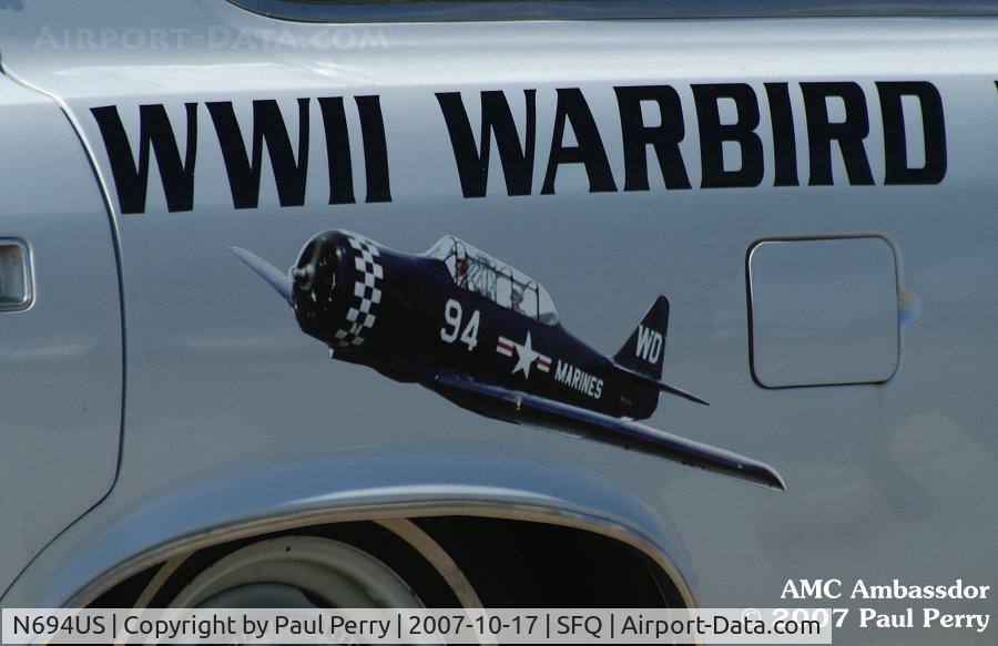 N694US, 1943 North American SNJ-4 Texan C/N 88-13627, Some of the decoration on the Warbird Rides Support Vehicle