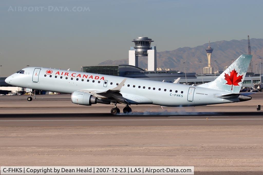 C-FHKS, 2007 Embraer 190AR (ERJ-190-100IGW) C/N 19000064, Air Canada C-FHKS (FLT ACA597) from Lester B Pearson Toronto Int'l (CYYZ) landing on RWY 25L.