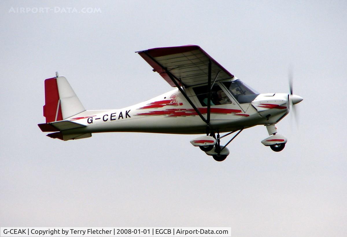 G-CEAK, 2006 Comco Ikarus C42 FB80 C/N 0606-6826, Icarus C42 takes off at Manchester Barton in 2008