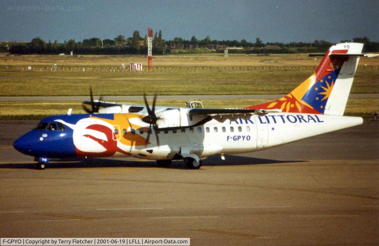 F-GPYO, 1997 ATR 42-500 C/N 544, Air Littoral's colouful sheme on an ATR42