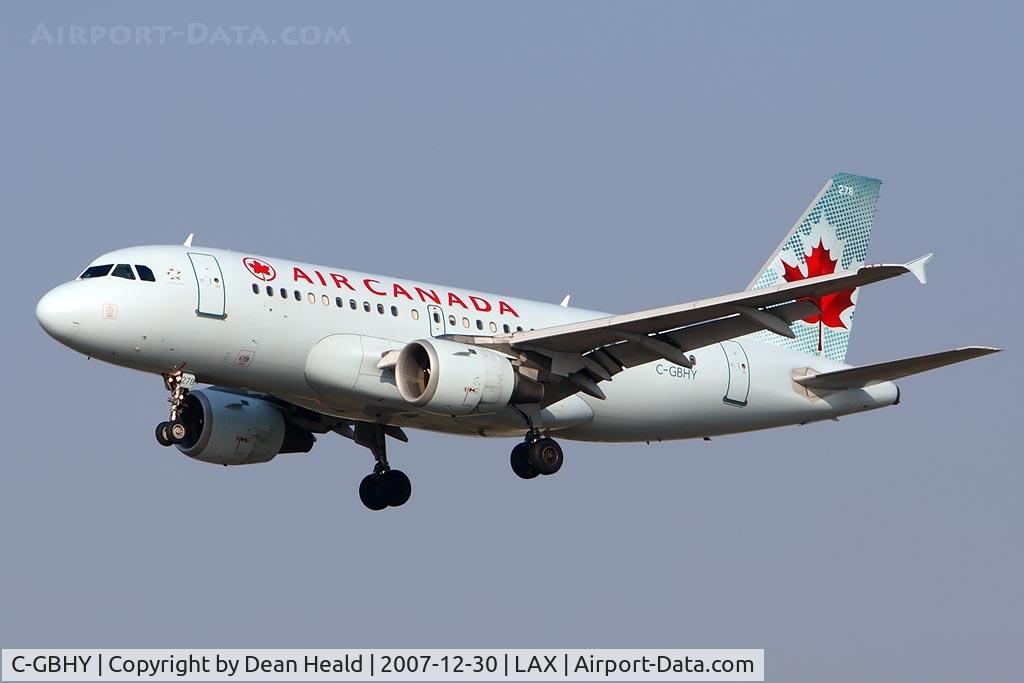 C-GBHY, 1998 Airbus A319-114 C/N 800, Air Canada C-GBHY (FLT ACA799) from Lester B Pearson Toronto Int'l (CYYZ) on short-final to RWY 25L.