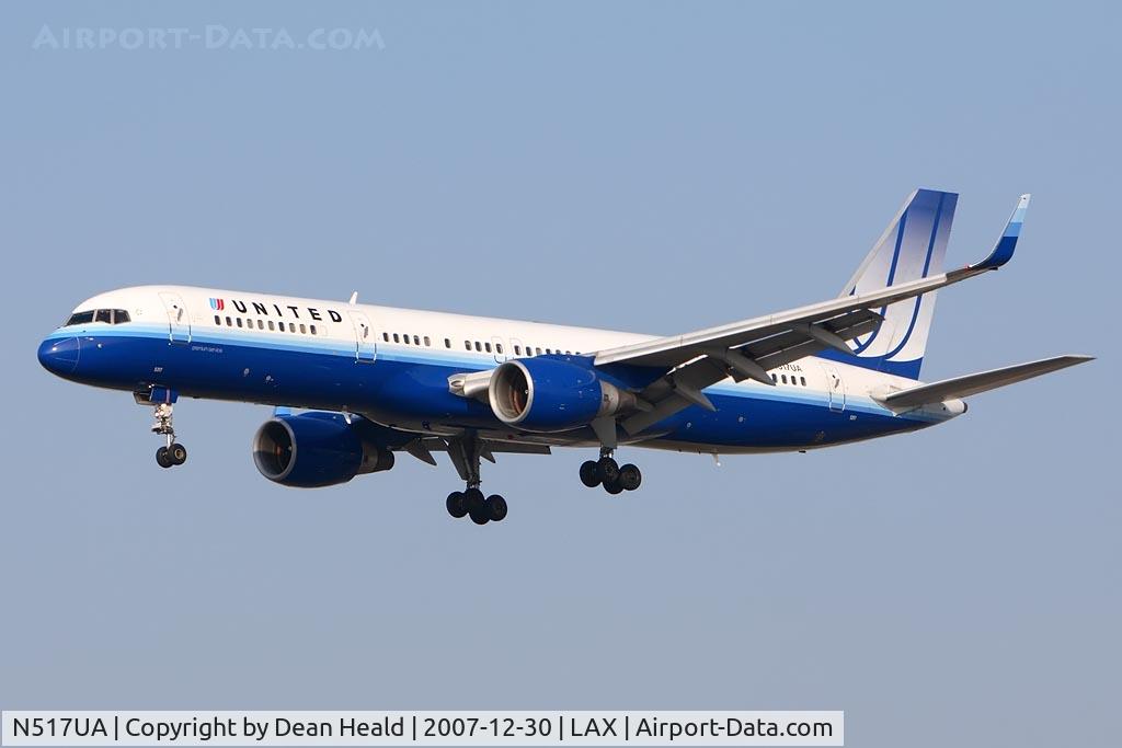 N517UA, 1990 Boeing 757-222 C/N 24861, United Airlines N517UA (FLT UAL25) with newly-fitted winglets, from John F Kennedy Int'l (KJFK) on short-final to RWY 25L.