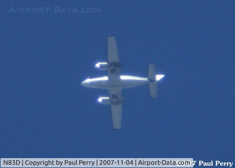 N83D, 1981 Cessna 414A Chancellor C/N 414A-0615, Lake Placid Flying Service's bird at a few thousand feet over Ahoskie
