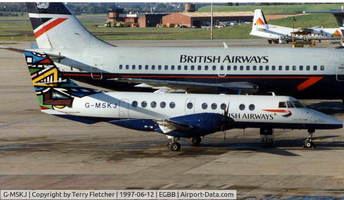 G-MSKJ, 1994 British Aerospace Jetstream 41 C/N 41034, This British Airways Jetstream parked at Birmingham in 1997