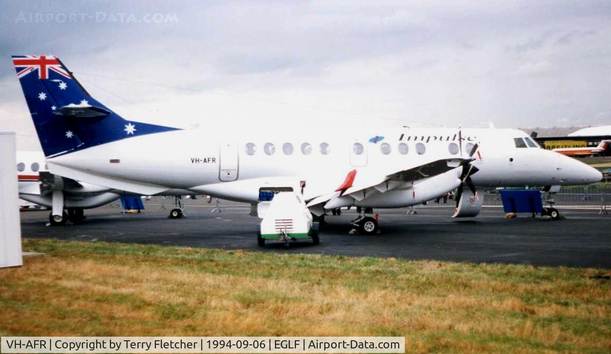 VH-AFR, 1994 British Aerospace Jetstream 41 C/N 41036, This BAE Jetstream c/n 41036 was displayed at Farnborough 1994 and delivered to Australian Airline Impulse Airways shortly after  - now flys as ZS-OMY