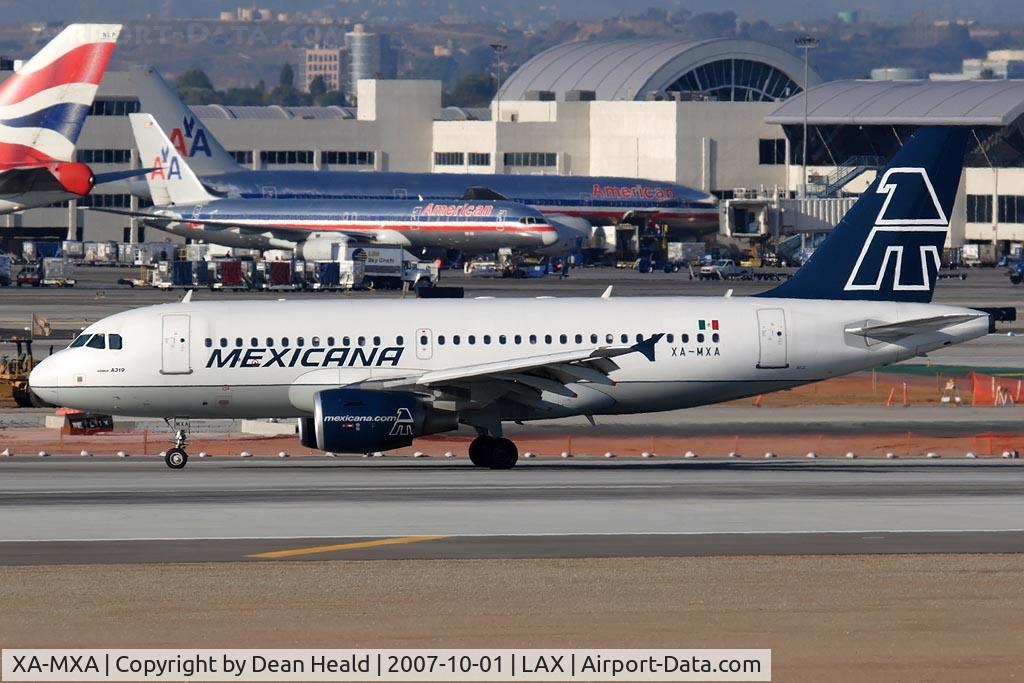 XA-MXA, 2004 Airbus A319-112 C/N 2078, Mexicana XA-MXA (FLT MXA938) from Los Cabos Int'l (MMSD) rolling out after landing on RWY 25L.