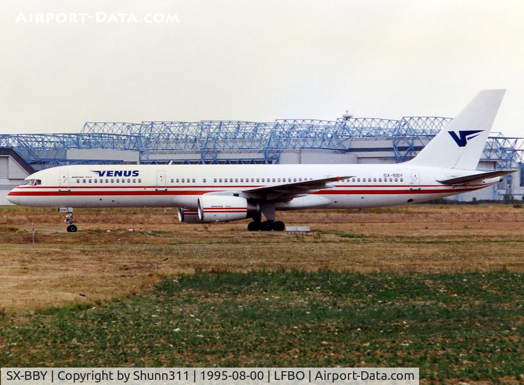 SX-BBY, 1992 Boeing 757-2Y0/F C/N 26151, Taxiing to the terminal... Defunct company