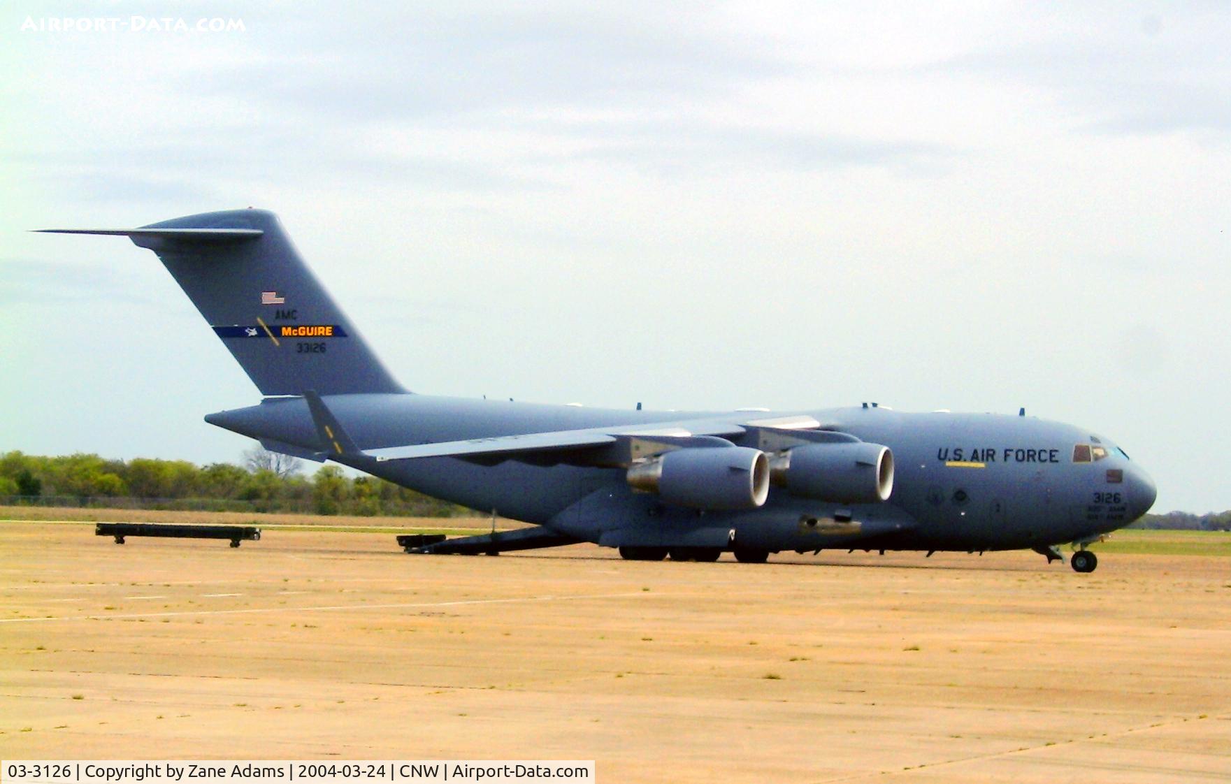 03-3126, 2003 Boeing C-17A Globemaster III C/N 50134/F133/P126, On the ramp at TSTC Airport, WAco, TX - in support of President Bush