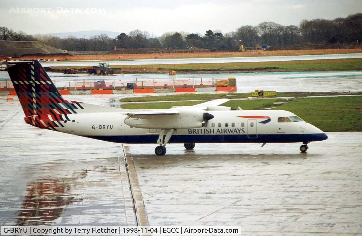 G-BRYU, 1997 De Havilland Canada DHC-8-311 Dash 8 C/N 458, Dash 8 at very wet Manchester in 1998