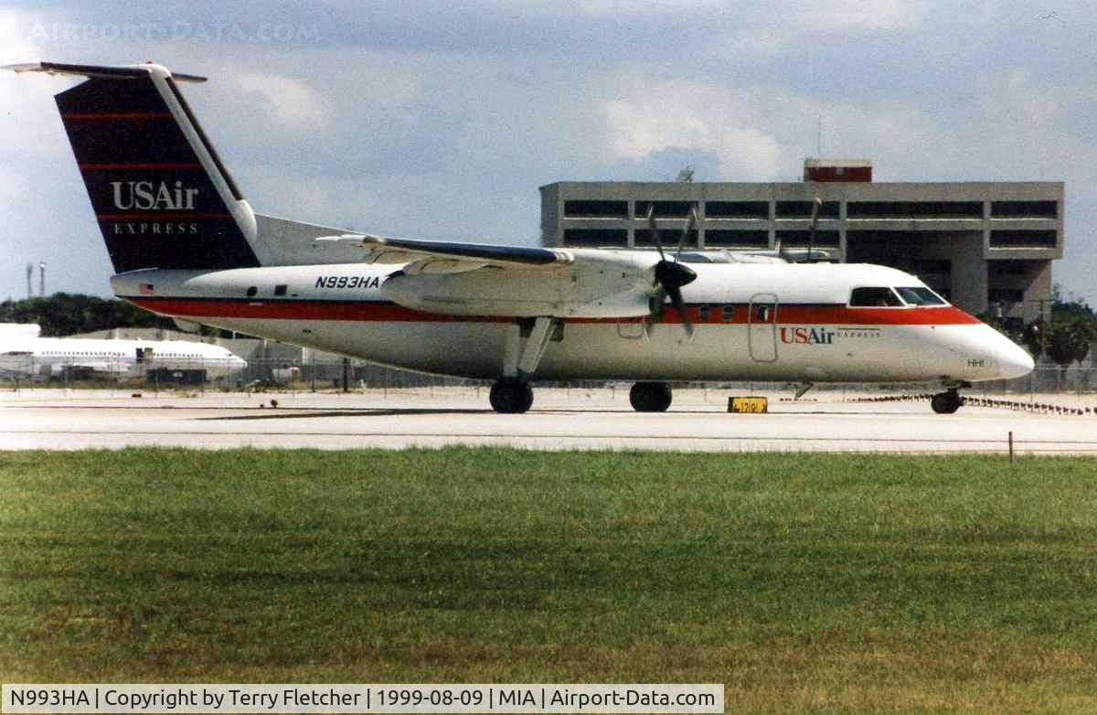 N993HA, 1996 De Havilland Canada DHC-8-201 Dash 8 C/N 457, Piedmont Dash 8 seen in US Air Express colours