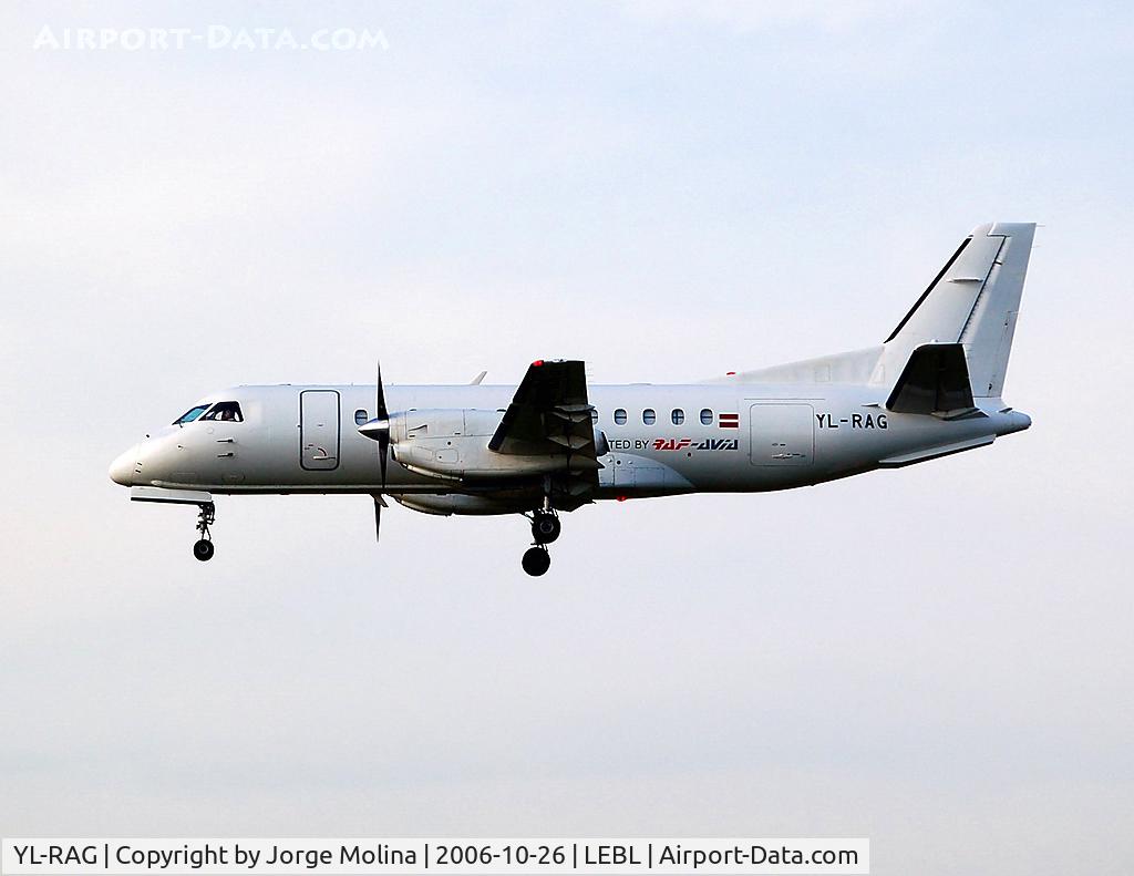 YL-RAG, 1986 Saab SF340A(F) C/N 340A-052, On final to RWY 25R.