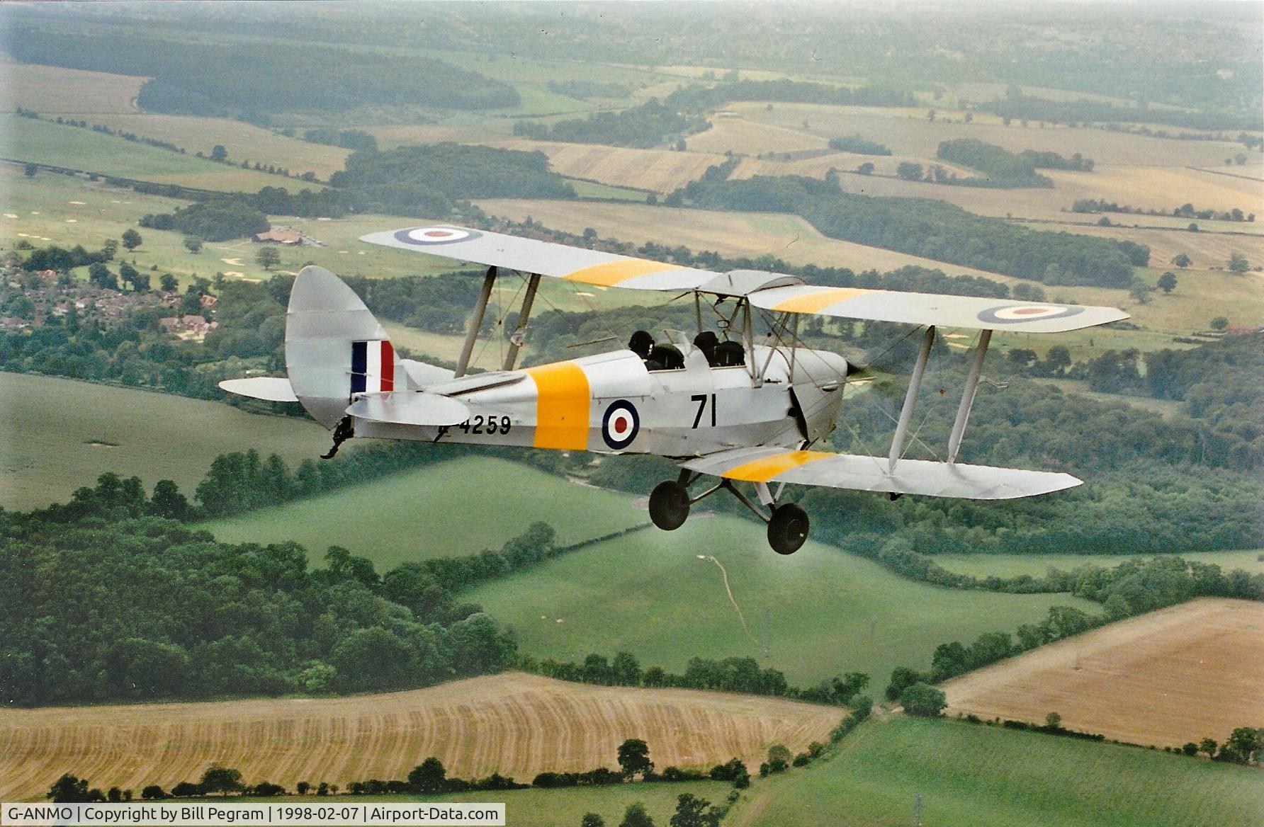 G-ANMO, 1935 De Havilland DH-82A Tiger Moth II C/N 3255, Air to air during 2 ship Tigermoth formation over Oxfordshire in 1998.