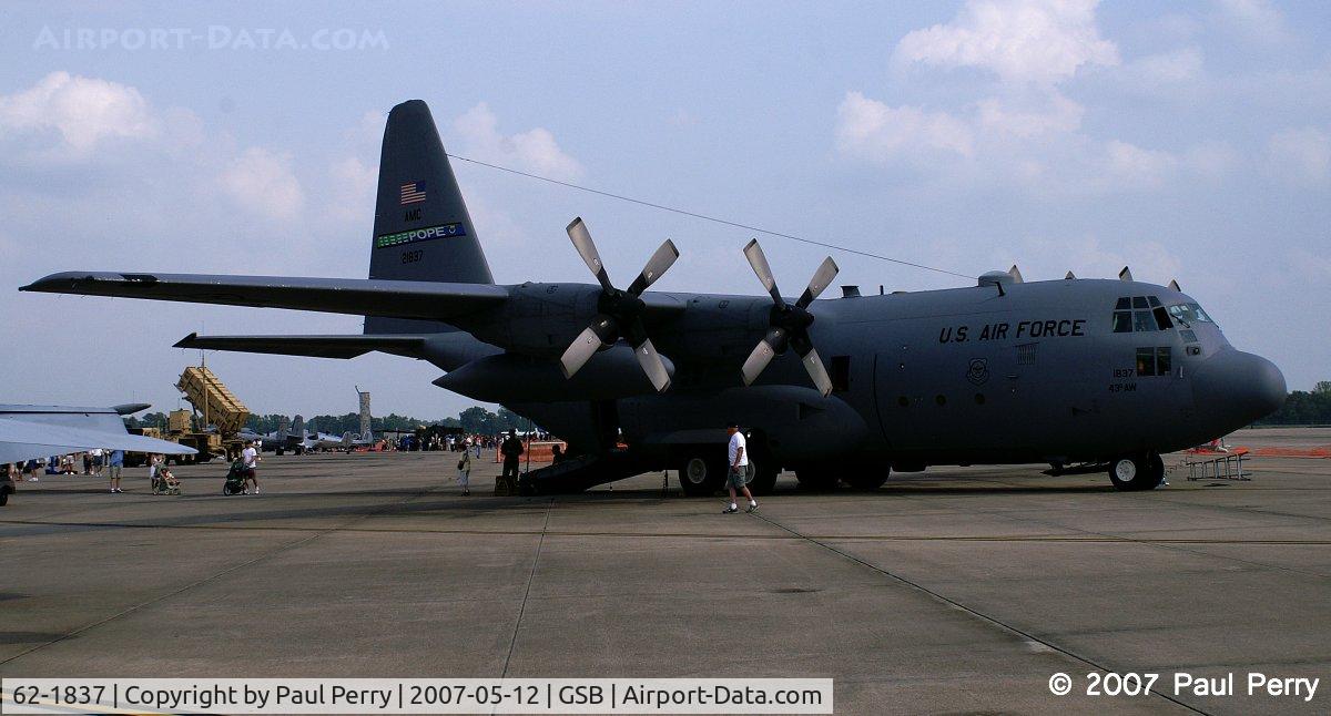 62-1837, 1962 Lockheed C-130E Hercules C/N 382-3800, Soon to changer her tail-band, since Pope AFB is going away