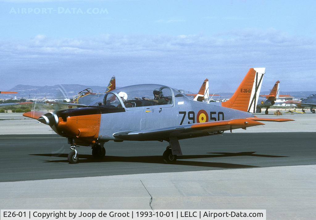 E26-01, Enaer T-35C Tamiz C/N 119, The Tamiz flies very frequently at San Javier. In the background the Casa 101 jet trainers.