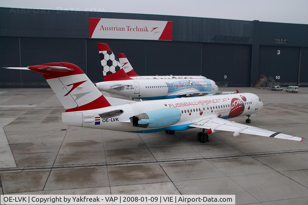 OE-LVK, 1992 Fokker 100 (F-28-0100) C/N 11397, Austrian Arrows Fokker 100 in Euro 2008 special colors