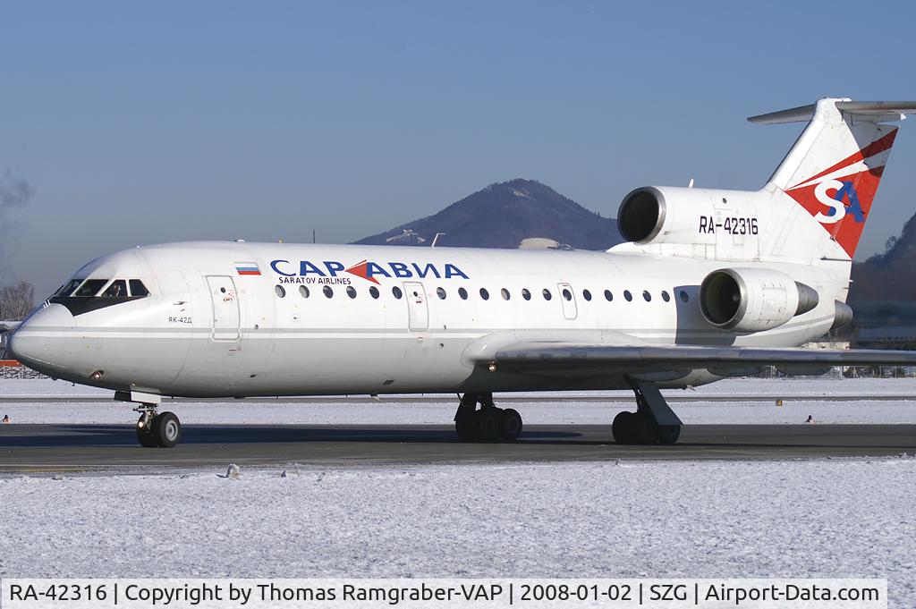 RA-42316, 1982 Yakovlev Yak-42D C/N 4520422202030, Saravia - Saratov Airlines Yakovlev 42