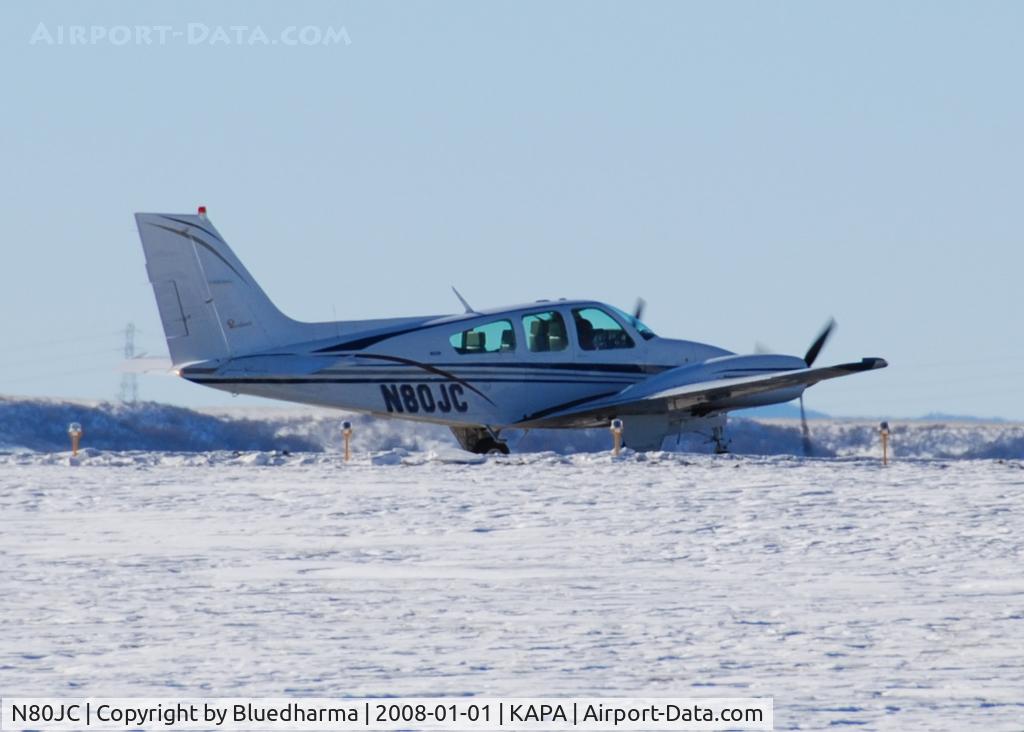N80JC, 1974 Beech B-55 C/N TC-1687, Cleared for takeoff on 17L.