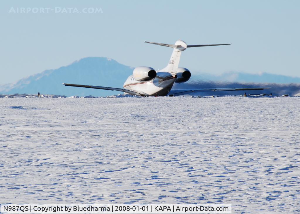 N987QS, 1999 Cessna 750 Citation X Citation X C/N 750-0087, Takeoff on 17L with Pikes Peak in the distance.
