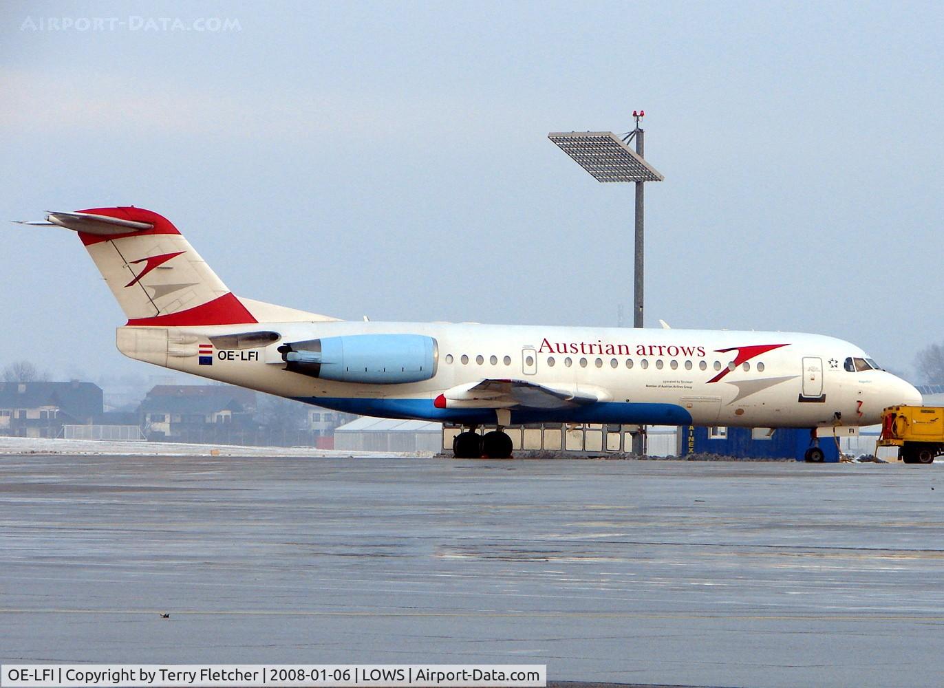 OE-LFI, 1995 Fokker 70 (F-28-0070) C/N 11529, Austrian Arrows Fokker 70 awaits its first trip of the day from Salzburg