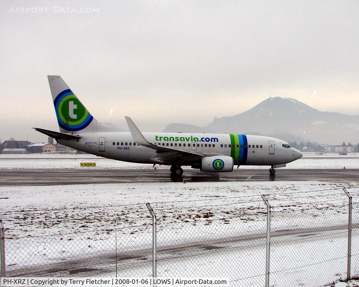 PH-XRZ, 2003 Boeing 737-7K2 C/N 33462, Transavia B737-700 taxies to the hold at Salzburg on a very icy morning